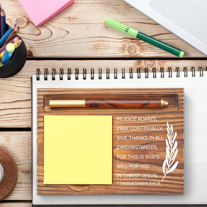 YODOCAMP Christian Desk Organizer, Bible Verse Sticky Note Holder, 1 Thessalonians 5:16-18 Rejoice Always, Religious Gifts for Christians, Pastors, Church Leaders, Believers TZP105 - Image 2